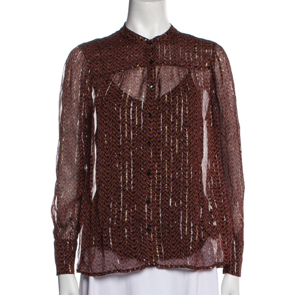 Sheer Brown and Glitter Women's Top